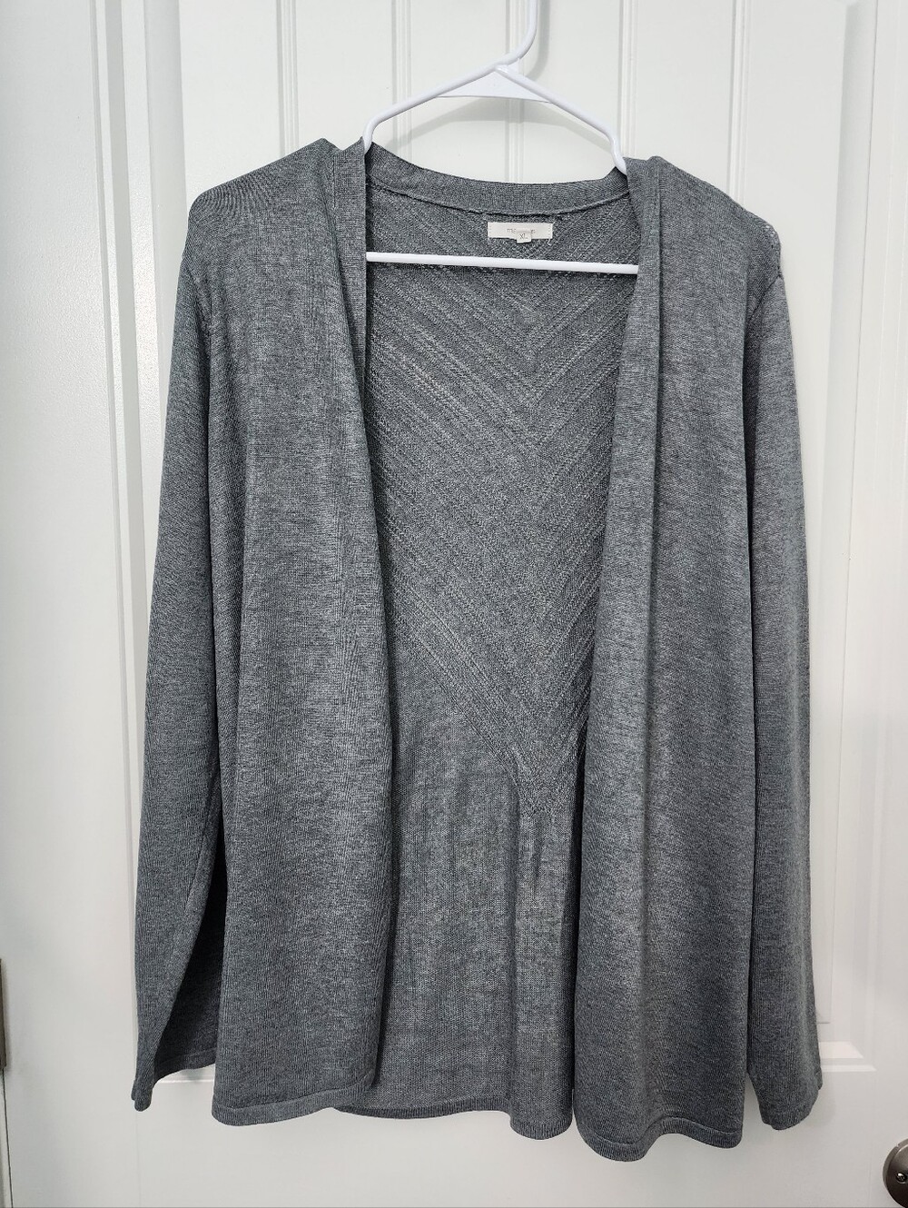 Maurices Gray Open Front Cardigan Chevron Back Sweater, Size XL